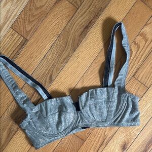 Silver Glitter Women's Bra